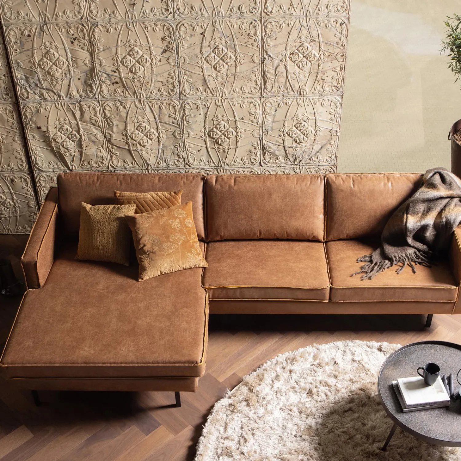 Best WOOOD Rodeo chaise longue links ecoleer Cognac