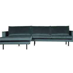 Hot WOOOD Rodeo chaise longue links velvet Groenblauw