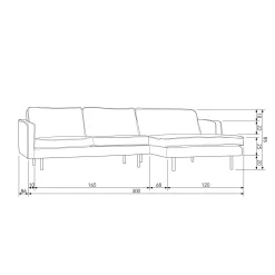 Outlet WOOOD Rodeo chaise longue rechts velvet Oker