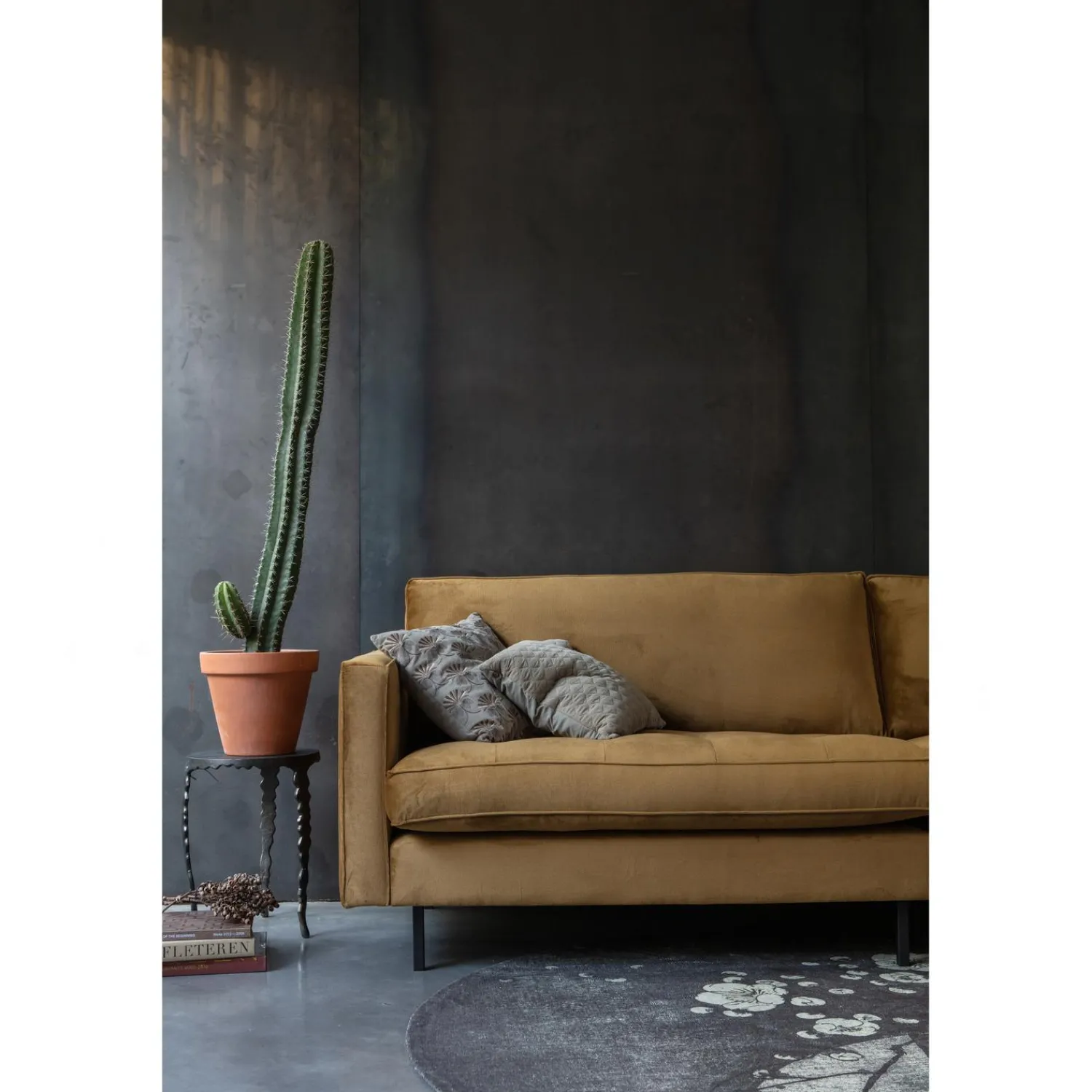 Online WOOOD Rodeo classic 3-zits bank velvet Honinggeel