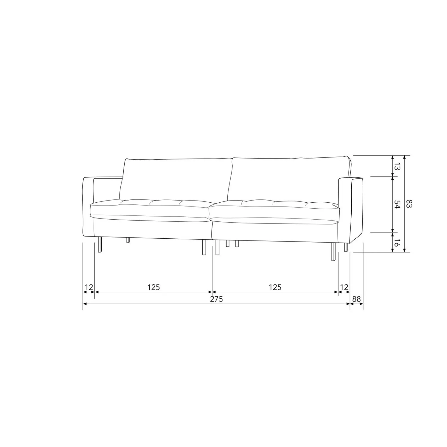 Online WOOOD Rodeo classic 3-zits bank velvet Honinggeel