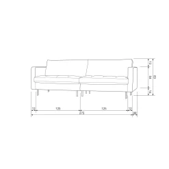 New WOOOD Rodeo classic 3-zits bank velvet Roest