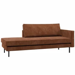 Outlet WOOOD Rodeo daybed rechts ribstof roestbruin