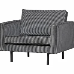 Online WOOOD Rodeo fauteuil streep zwart/grijs