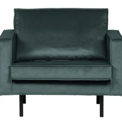 Best WOOOD Rodeo fauteuil velvet Groenblauw