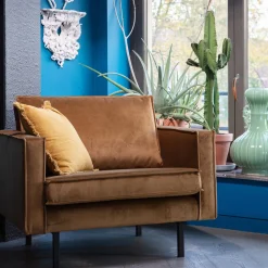 Sale WOOOD Rodeo fauteuil velvet Honinggeel