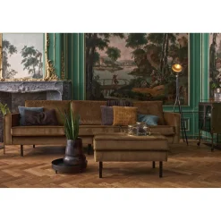 Hot WOOOD Rodeo hocker op poten velvet Honinggeel