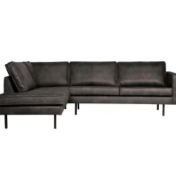 Best WOOOD Rodeo hoekbank links ecoleer Zwart