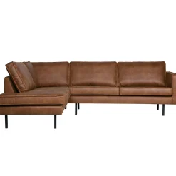 Outlet WOOOD Rodeo hoekbank links ecoleer Cognac