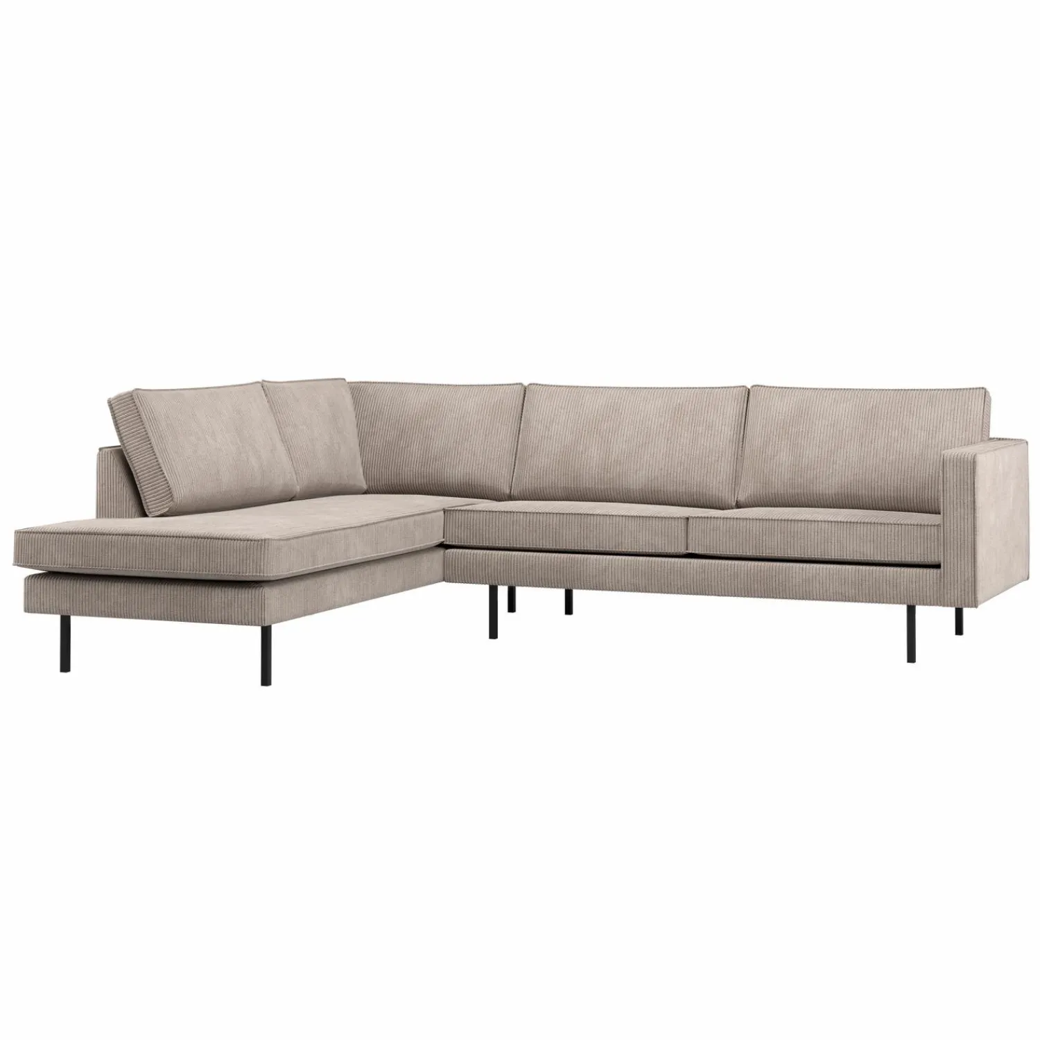 Outlet WOOOD Rodeo hoekbank links ribstof Donkerzand