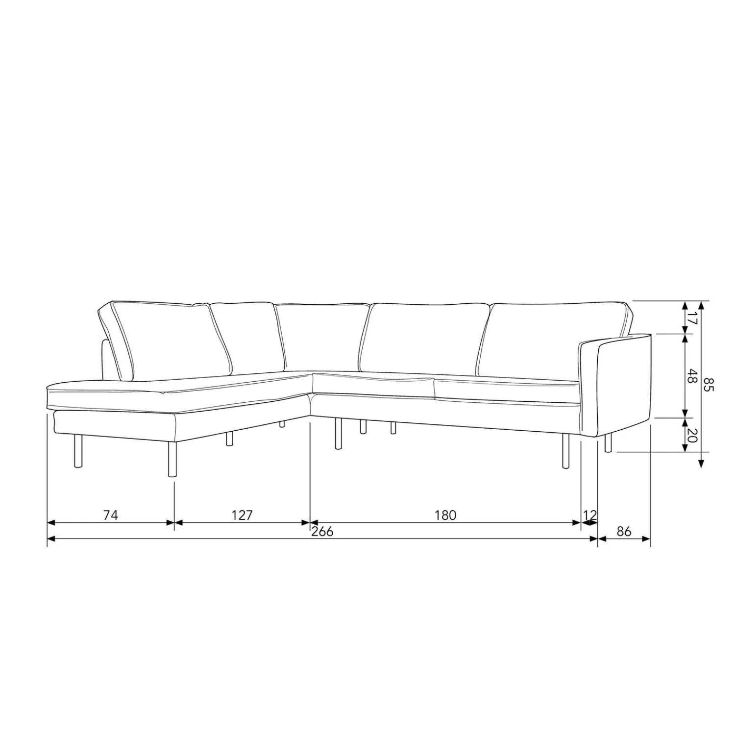 Clearance WOOOD Rodeo hoekbank links velvet Oker