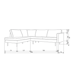 Outlet WOOOD Rodeo hoekbank links velvet Blauw