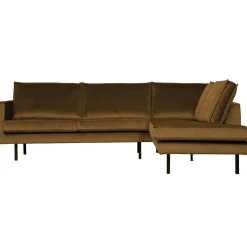 Best WOOOD Rodeo hoekbank rechts velvet Honinggeel