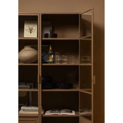 New WOOOD Ronja vitrinekast XL metaal military brown Militair bruin