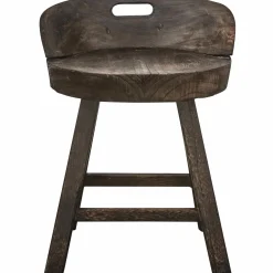 WOOOD Rosalie decoratieve kruk/stoel hout donkerbruin