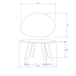 Best WOOOD Roundly eettafel/bureau mango hout walnoot 160x110