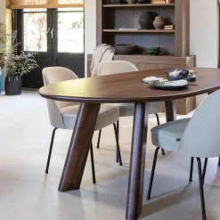 Discount WOOOD Roundly eettafel/bureau mango hout walnoot 200x100