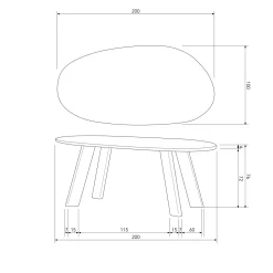 Discount WOOOD Roundly eettafel/bureau mango hout walnoot 200x100