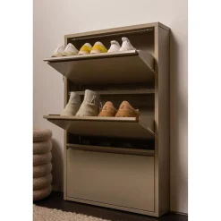 Outlet WOOOD Sabine 3-vaks schoenenkast metaal Zand