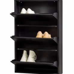 Clearance WOOOD Sabine 3-vaks schoenenkast metaal Zwart