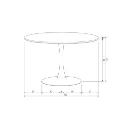 WOOOD Sammy eettafel trompetvoet rond mdf zwart ø120 cm