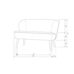 Clearance WOOOD Sara bankje velvet warm Groen