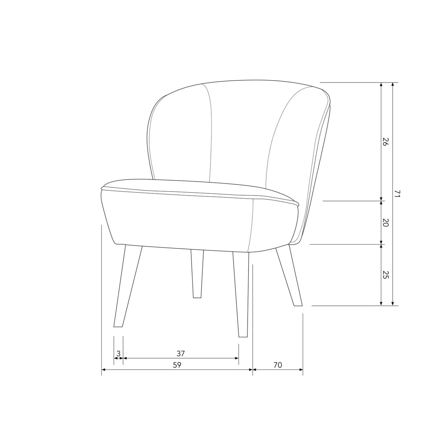 Online WOOOD Sara fauteuil velvet Framboos