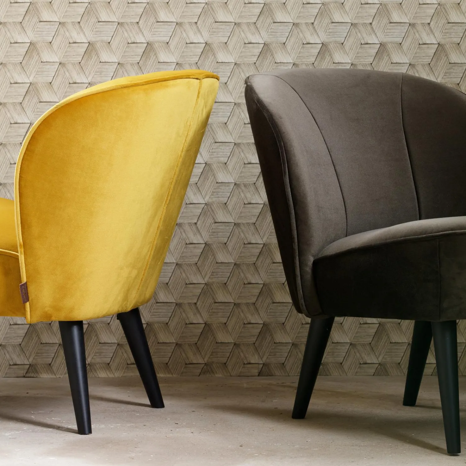 New WOOOD Sara fauteuil velvet Oker