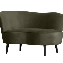 WOOOD Sara lounge fauteuil links velvet Warm groen