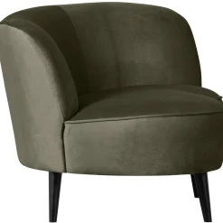 Outlet WOOOD Sara lounge fauteuil rechts velvet Warm groen