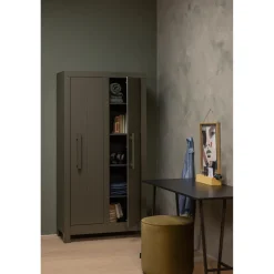 Online WOOOD Sara poef hoog velvet 46xø46 Army