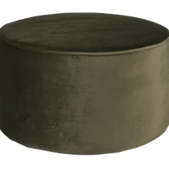 Clearance WOOOD Sara poef laag velvet warm 36xø60 Groen
