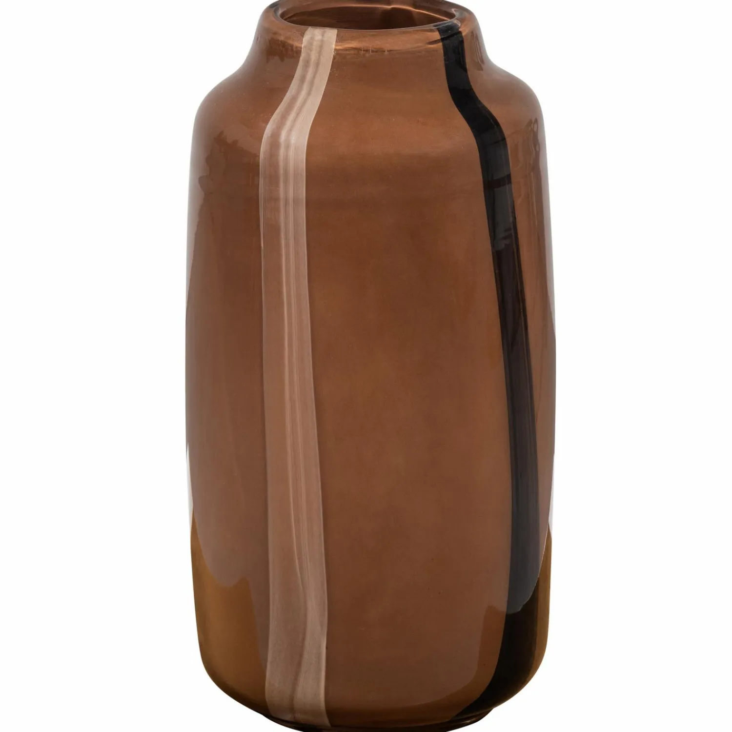 Outlet WOOOD Selena vaas glas met streep bruin