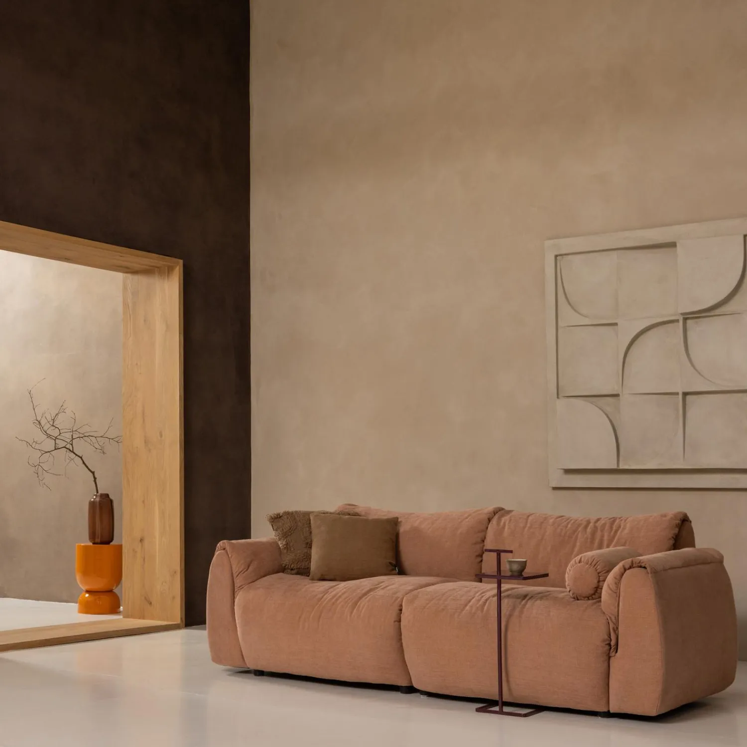 Outlet WOOOD Selena vaas glas met streep bruin