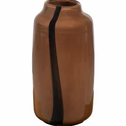 Outlet WOOOD Selena vaas glas met streep bruin