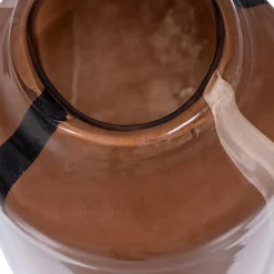 Outlet WOOOD Selena vaas glas met streep bruin