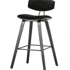 Best WOOOD Senn barstoel velvet zwart