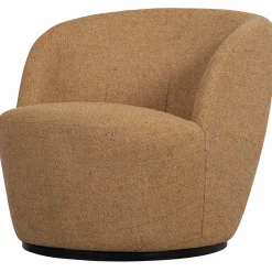 Best WOOOD Serra draaifauteuil geweven stof Curry melange