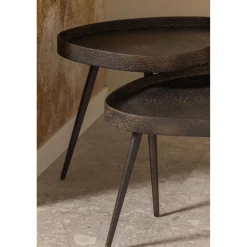 Clearance WOOOD Set v 2 - Crude bijzettafels antique brons