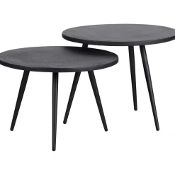 Best WOOOD Set v 2 - Suze bijzettafels hout/metaal zwart