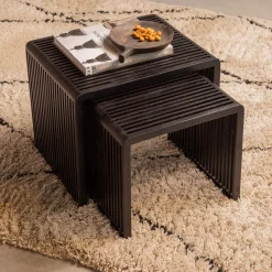 Sale WOOOD Set v 2 - Willa bijzettafels recycled teak zwart