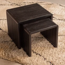 Sale WOOOD Set v 2 - Willa bijzettafels recycled teak zwart