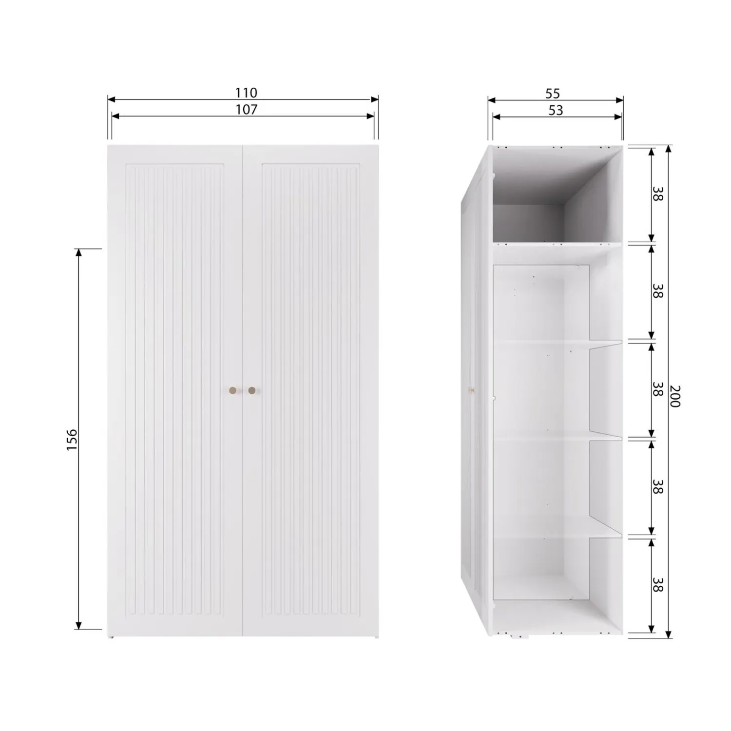 Outlet WOOOD Sipke garderobekast grenen wit