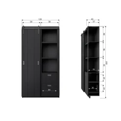 Outlet WOOOD Slide kast Barn bezaagd mat Zwart