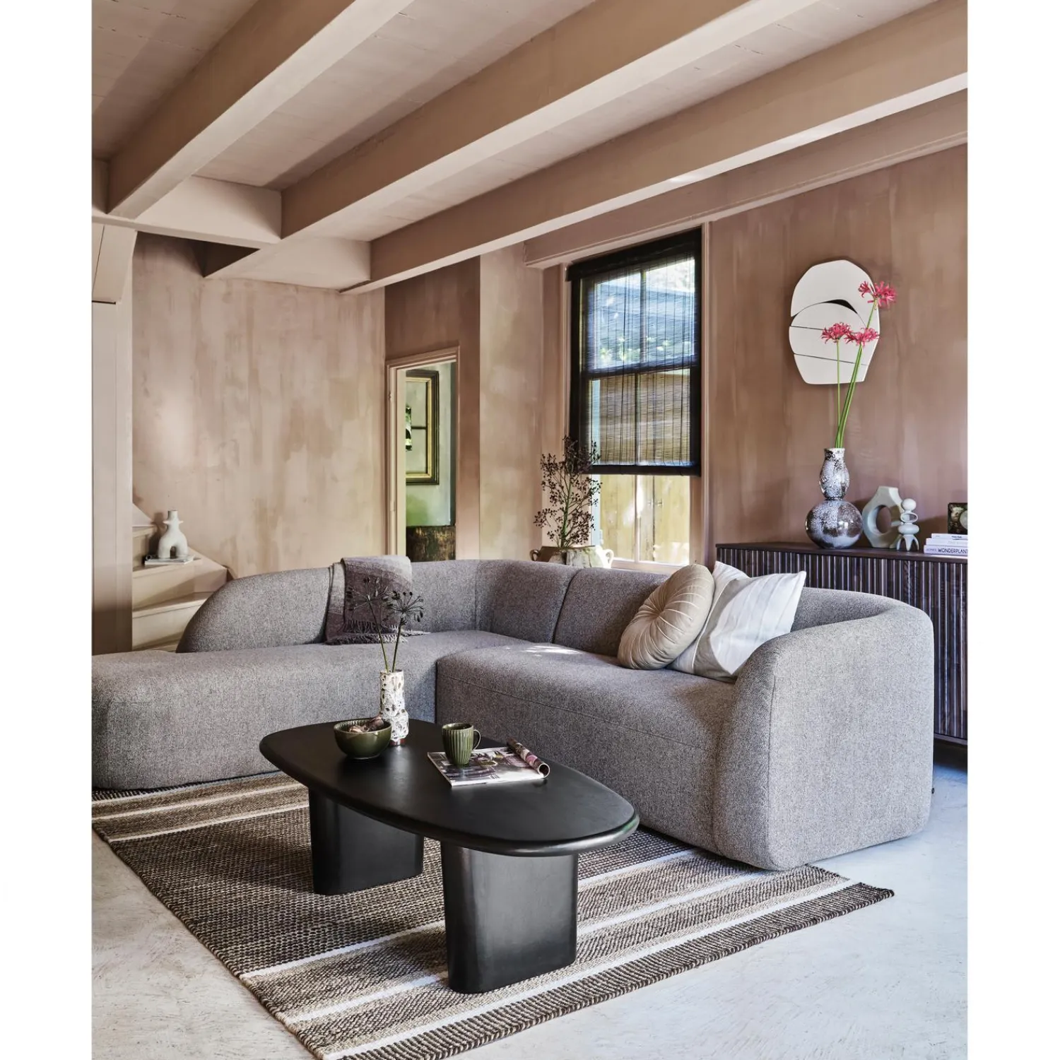 Sale WOOOD Sloping hoekbank links Lichtbruin melange