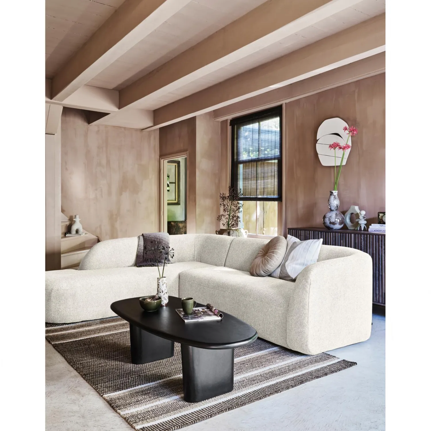 New WOOOD Sloping hoekbank links Pearl melange