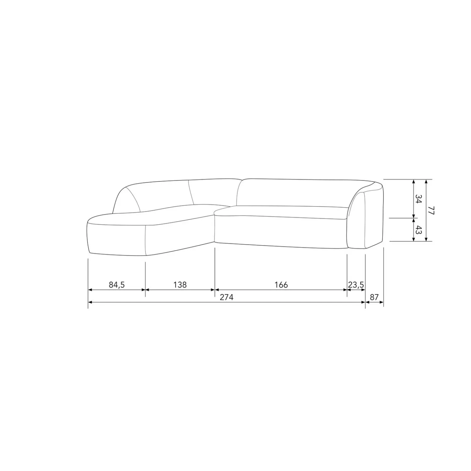 New WOOOD Sloping hoekbank links Pearl melange