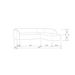 Sale WOOOD Sloping hoekbank rechts Grijs melange