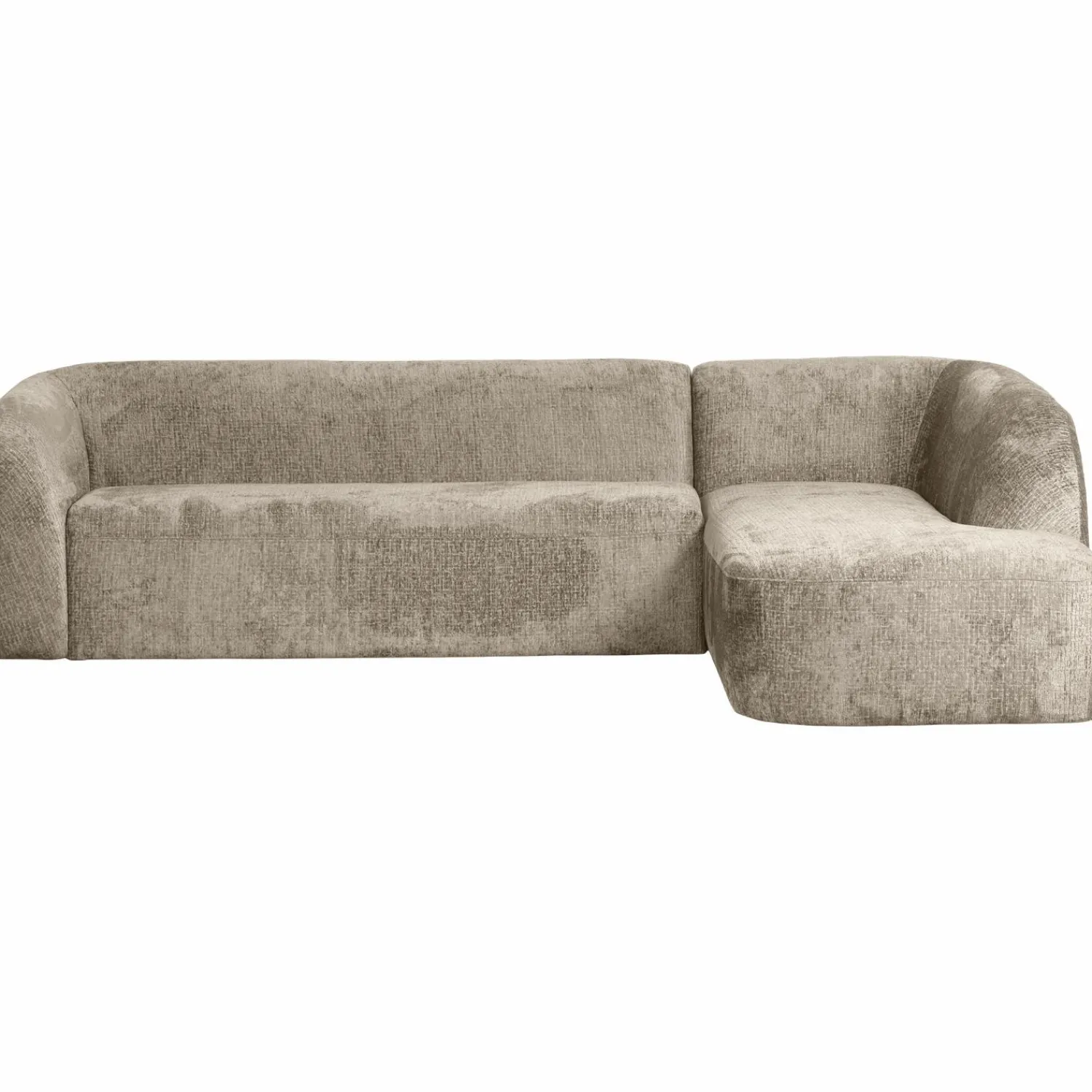 Clearance WOOOD Sloping hoekbank rechts structure velvet Wheatfield