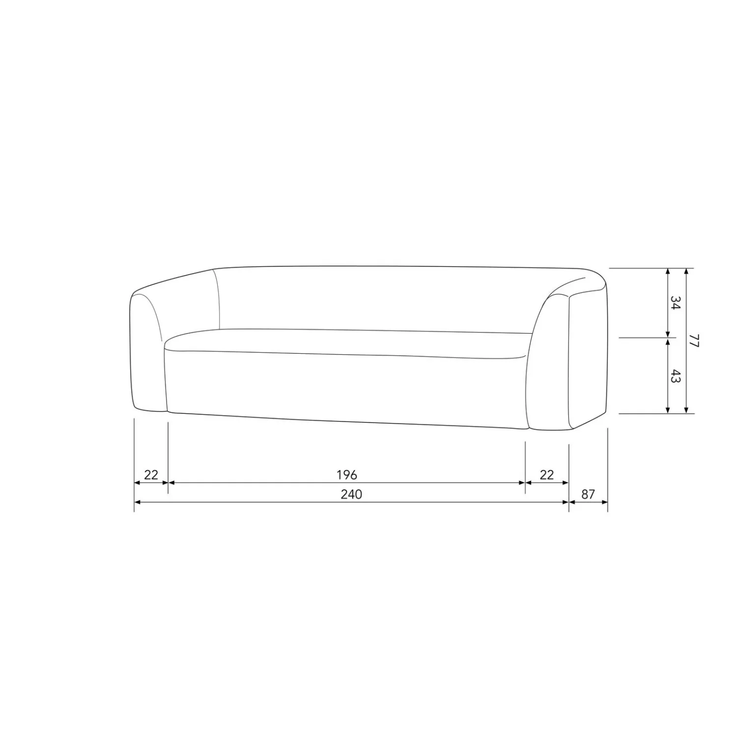 Hot WOOOD Sloping 3-zits bank Pearl melange